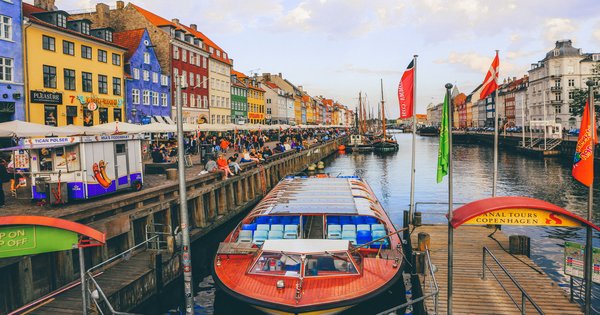 Colorful Nyhavn waterfront buildings in Copenhagen, Denmark