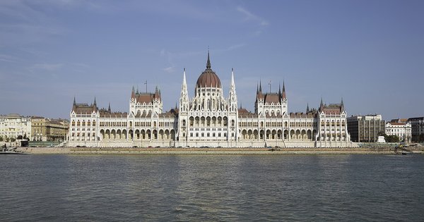 The Hungarian Parliament Building on the Danube in Budapest