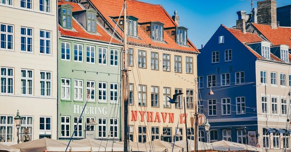 Colorful waterfront buildings in Copenhagen, Denmark