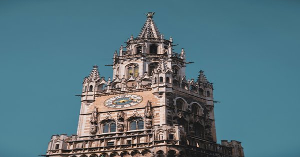 The Neues Rathaus tower overlooking Marienplatz in Munich