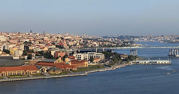 The Istanbul skyline seen across the Golden Horn, with mosques and minarets on the hills