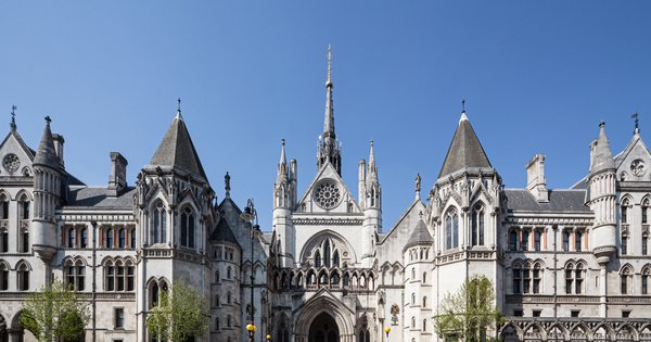 The exterior of the Royal Courts of Justice in London