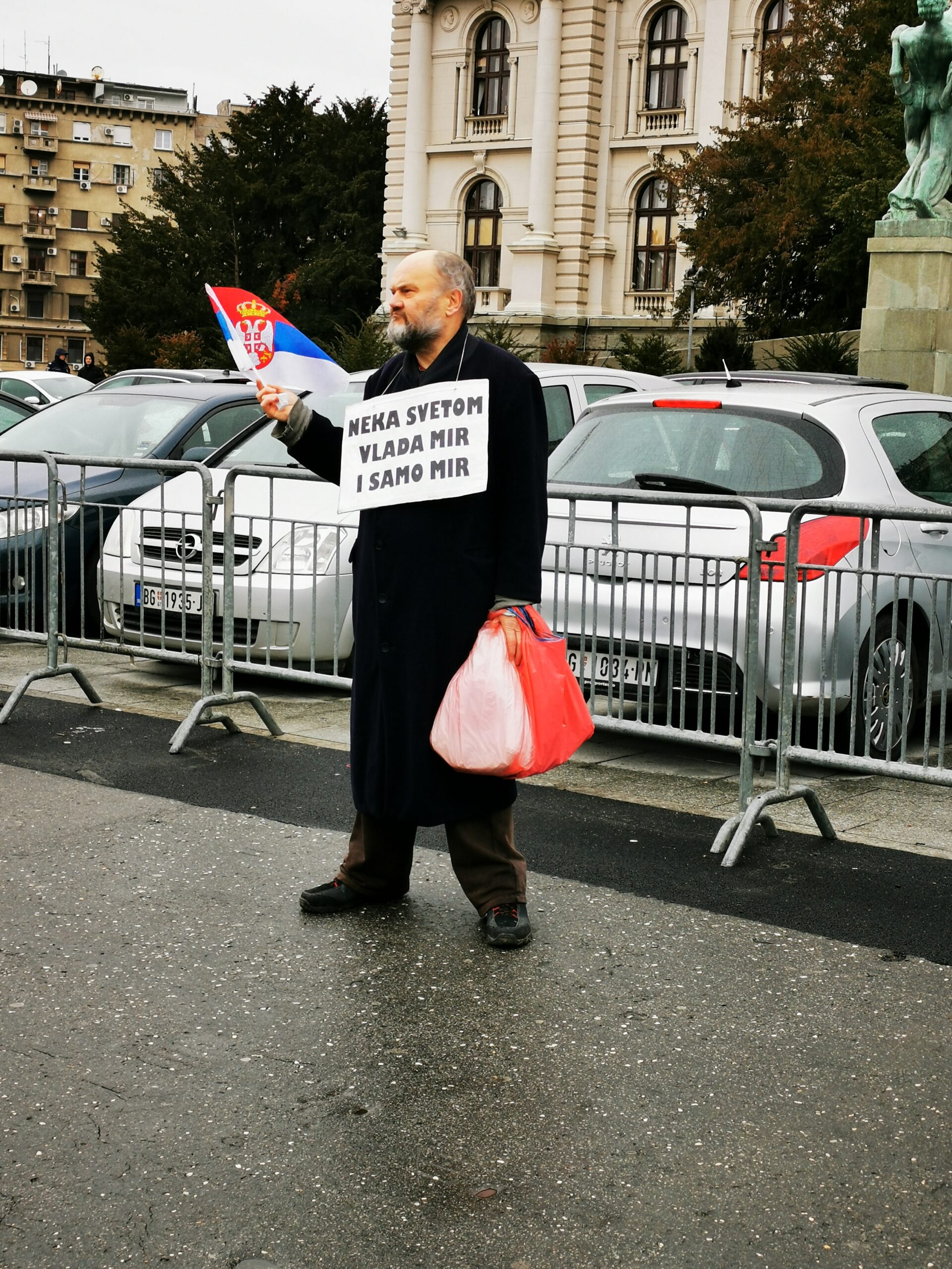 A protester in Serbia .