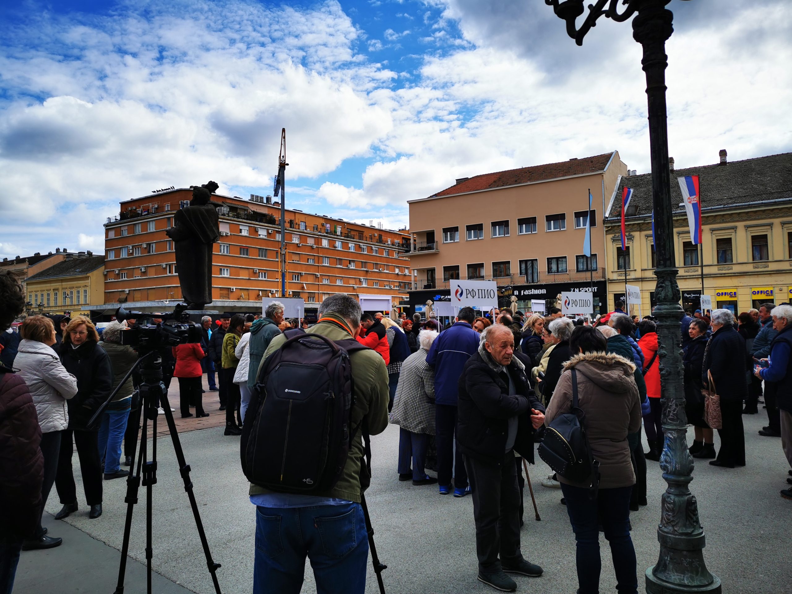 A gathering in the centre of Novi Sad, Serbia.