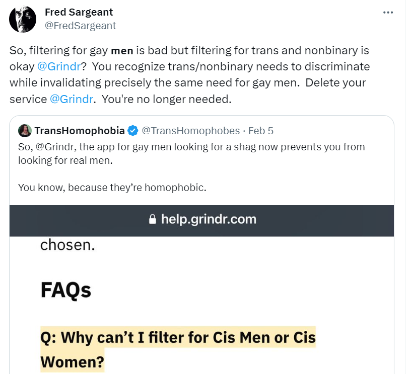 Grindr’s trans-inclusive filter angers gay rights activist: ‘Delete your service’