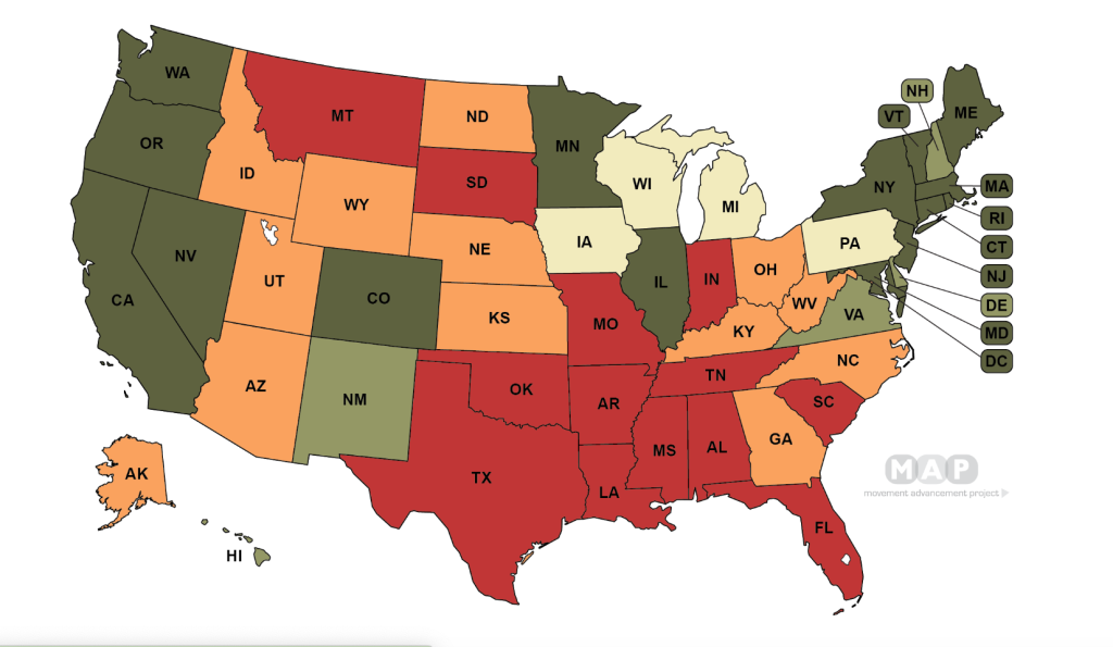Groundbreaking map shows which US states are the least safe for LGBTQ+ people