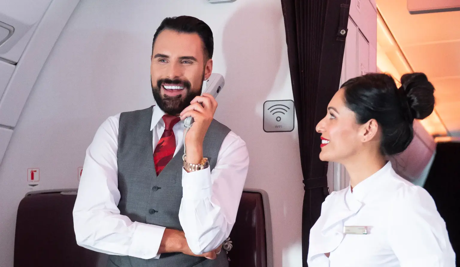 Rylan Clark fulfils childhood dream of working as cabin crew on Virgin Atlantic flight