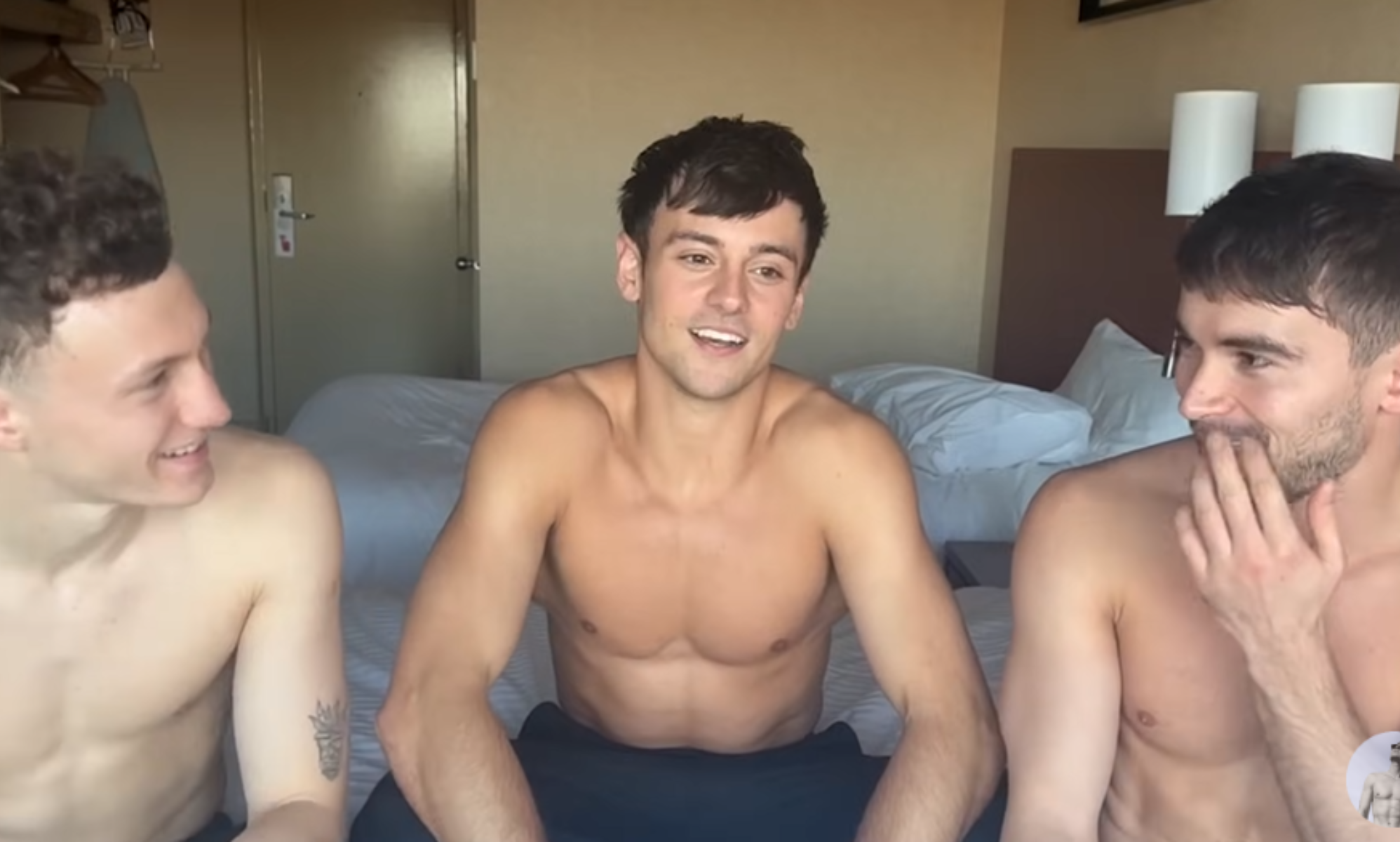 Tom Daley posts shirtless interview with two diving partners, and three is certainly a charm