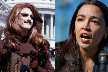 Drag queen dresses as tree in US senate – and gets endorsed by AOC herself