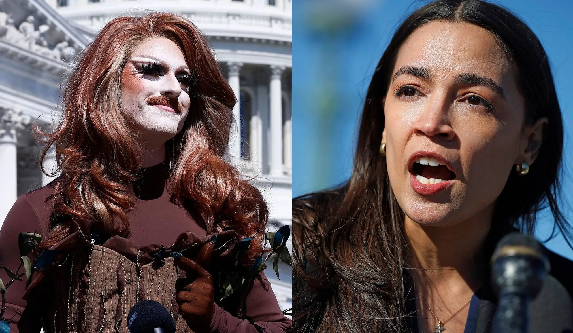 Drag queen dresses as tree in US senate – and gets endorsed by AOC herself