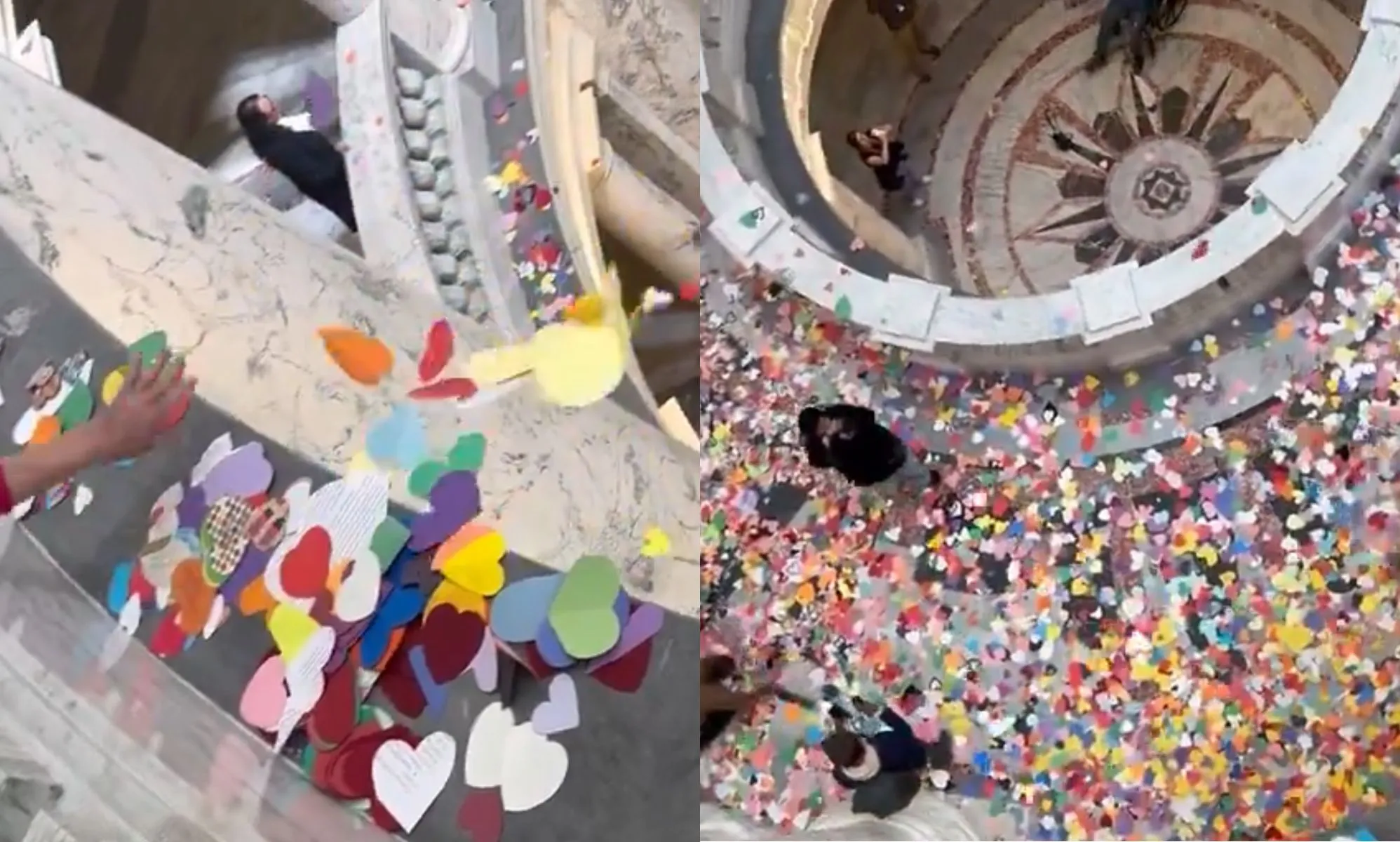 LGBTQ+ protestors cover state Capitol in thousands of paper hearts to send powerful message